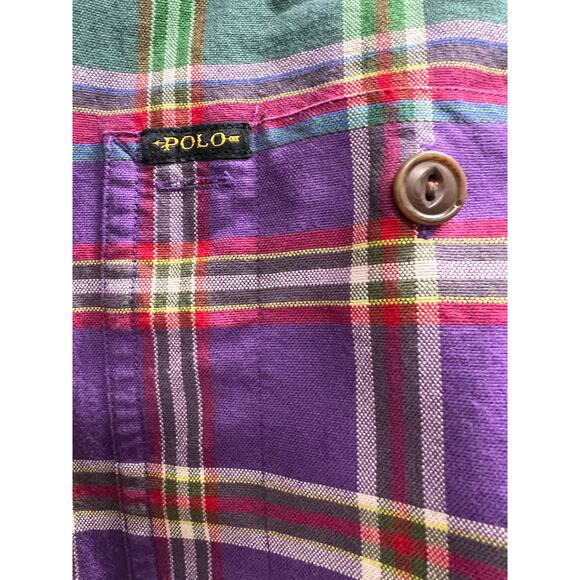 Ralph Lauren Polo Men’s Purple Green plaid button front classic fit NWOT Sz XL - Picture 4 of 5